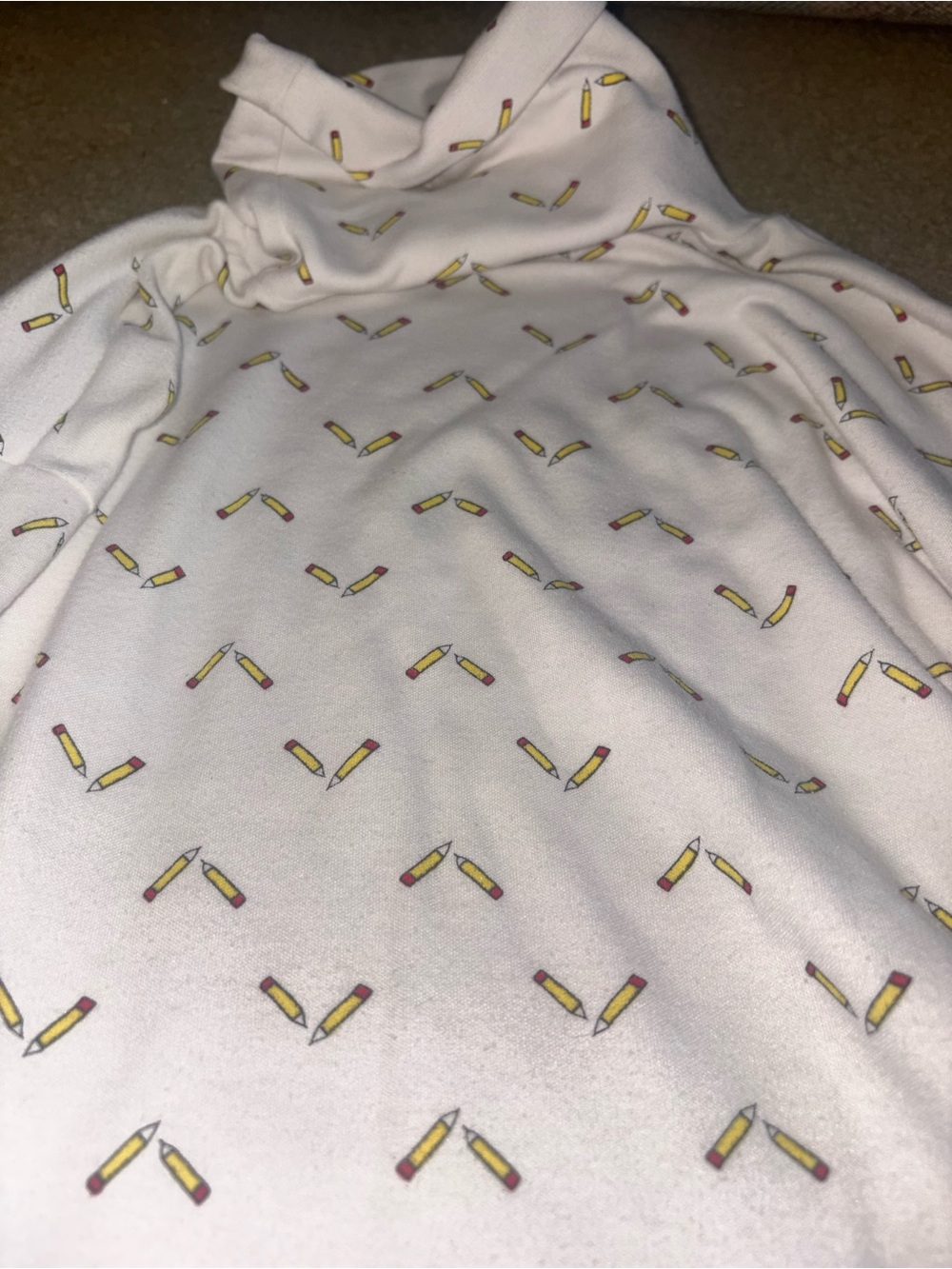 Vintage 90s Windcrest Pencil Print Turtleneck Teacher School Graphic Size L